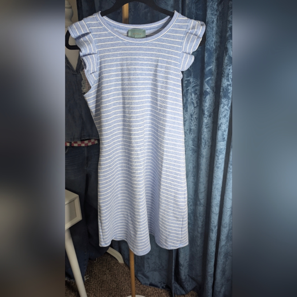 Skies Are Blue Light Blue and White Striped Top